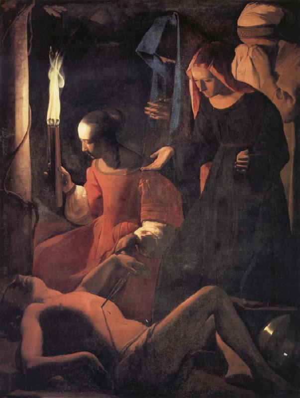 Georges de La Tour Die Auffindung der Leiche des Hl.Sebastian oil painting image